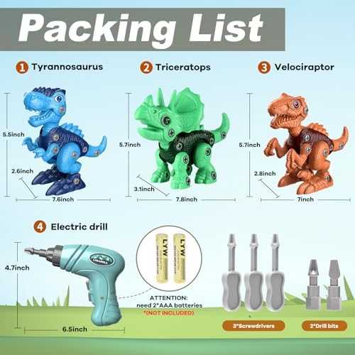 Laradola Take-Apart Dinosaur STEM Toy with Electric Drill