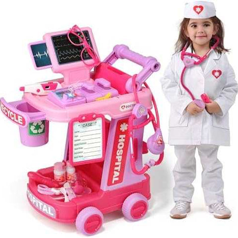 Liberry Doctor Playset with Cart, Costume & Stethoscope
