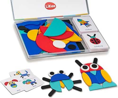 LiKee Open-Ended Wooden Shape Puzzle Set (36 Blocks)