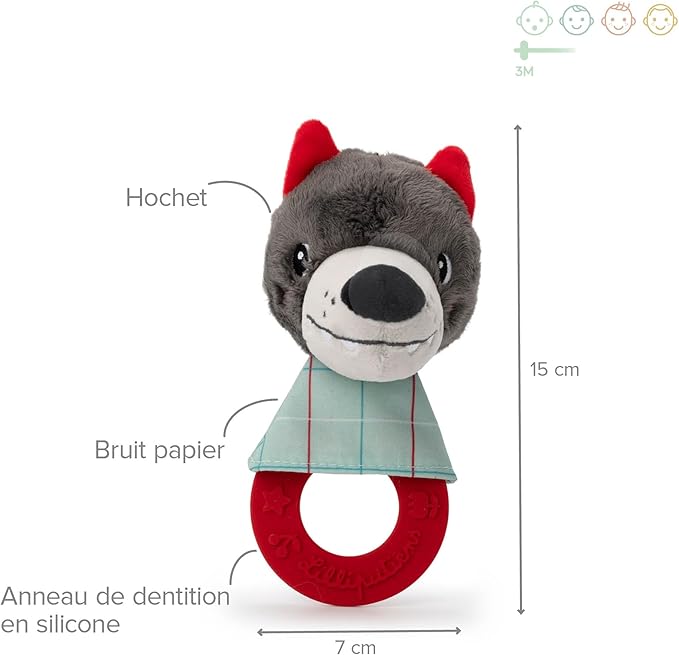 LILLIPUTIENS Louise Teething Rattle - Soft Sensory Baby Toy