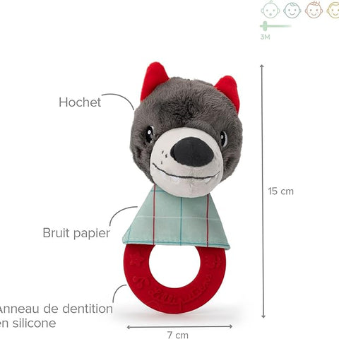 LILLIPUTIENS Louise Teething Rattle - Soft Sensory Baby Toy