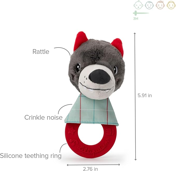LILLIPUTIENS Louise Teething Rattle - Soft Sensory Baby Toy