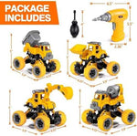 LUDILO Take-Apart Construction Trucks Set with Electric Drill (4 pcs)