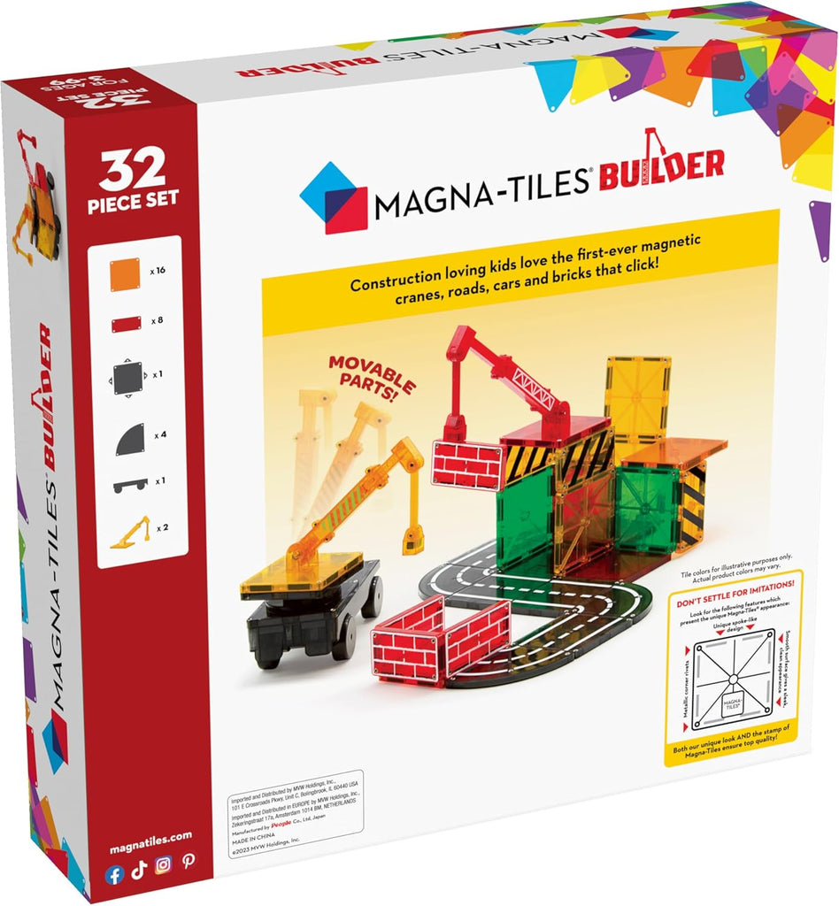 MAGNA-TILES Builder 32-Piece Magnetic Construction Set