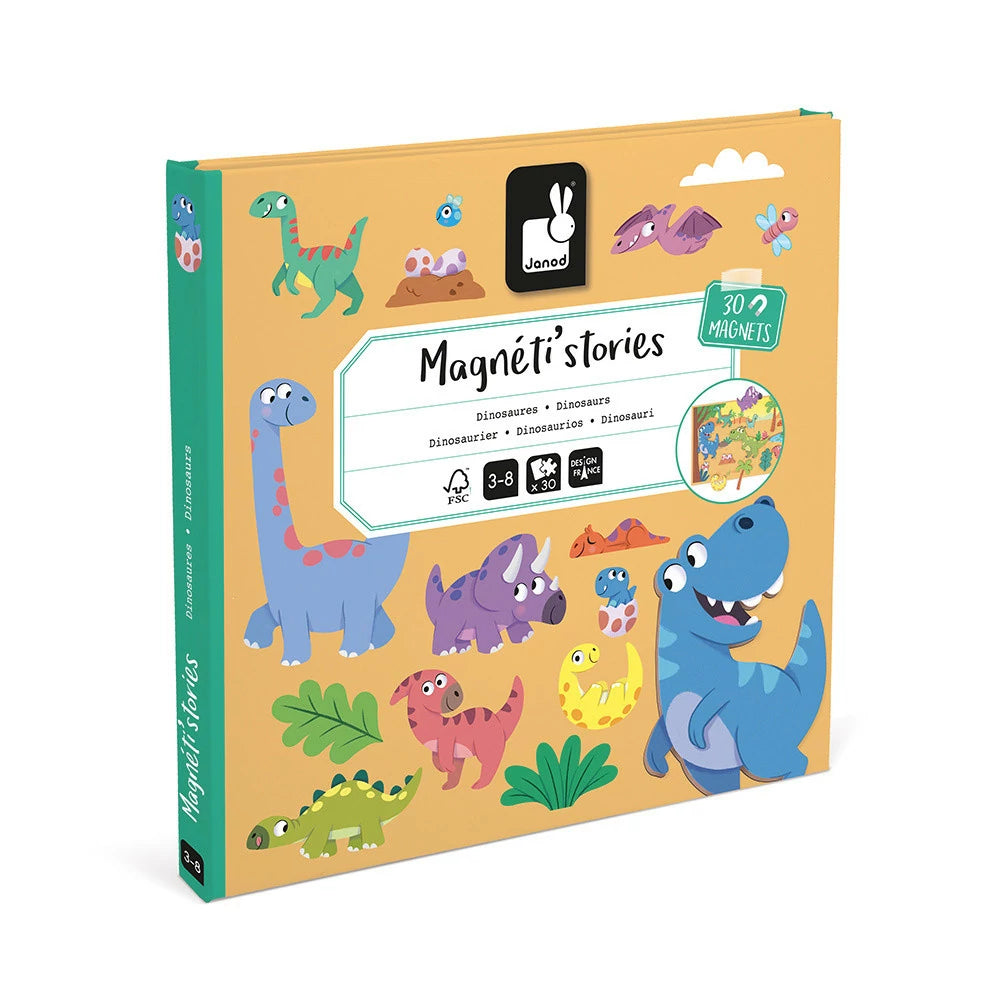 Janod Magneti'Stories Dinosaurs - Magnetic Story Set, 30 Magnets