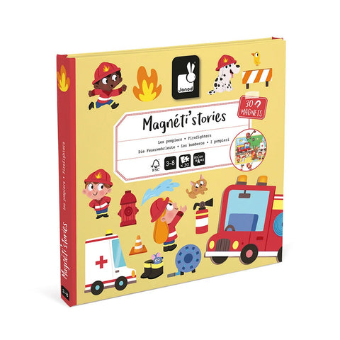 Janod Firefighters Magneti'Stories - 30-Piece Rescue Play