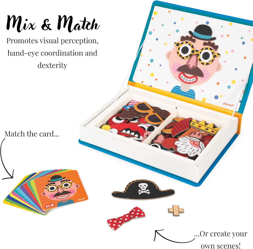 Janod Magneti'Book Crazy Faces - 83-Piece Creative Face Game