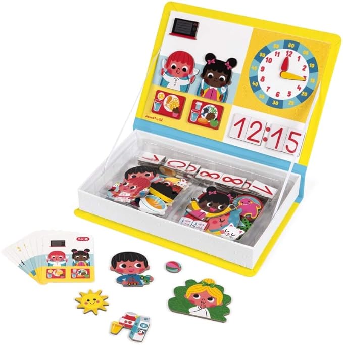 Janod Magneti'Book Tell Time - 75 Magnets & 8 Double-Sided Cards