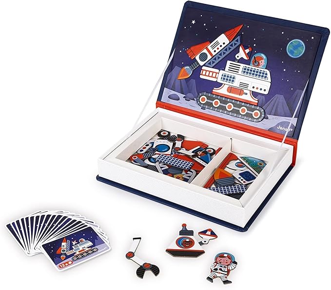 Janod Space Magneti'Book - 52 Magnets and 18 Cards for Kids