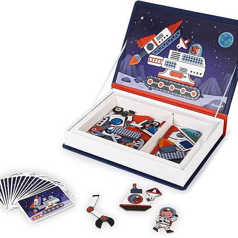 Janod Space Magneti'Book - 52 Magnets and 18 Cards for Kids