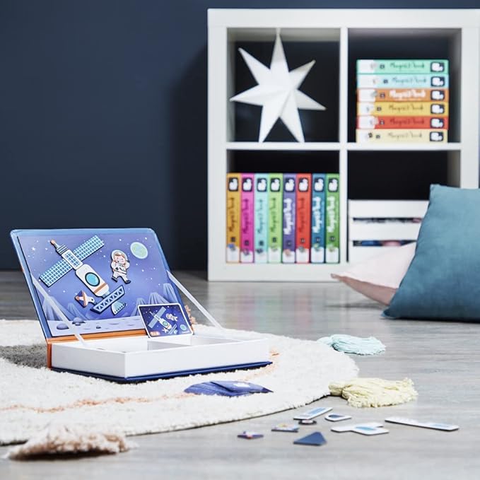 Janod Space Magneti'Book - 52 Magnets and 18 Cards for Kids