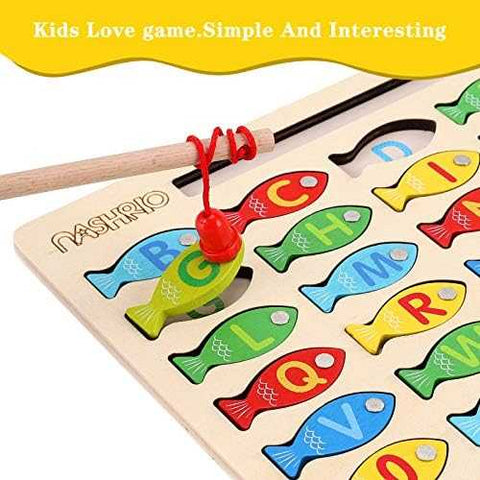 Magnetic Wooden Fishing Game with Alphabet & Numbers