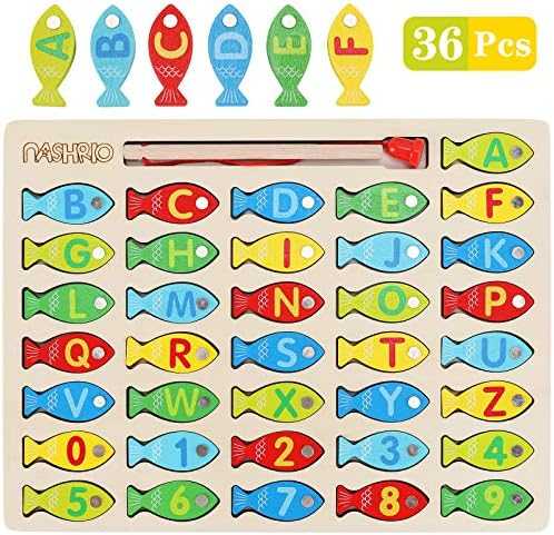 Magnetic Wooden Fishing Game with Alphabet & Numbers