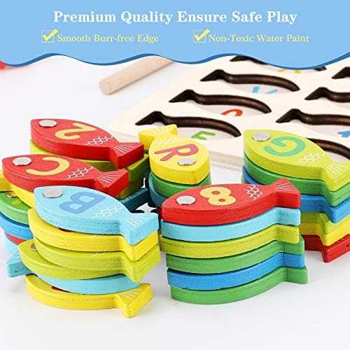 Magnetic Wooden Fishing Game with Alphabet & Numbers