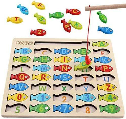 Magnetic Wooden Fishing Game with Alphabet & Numbers