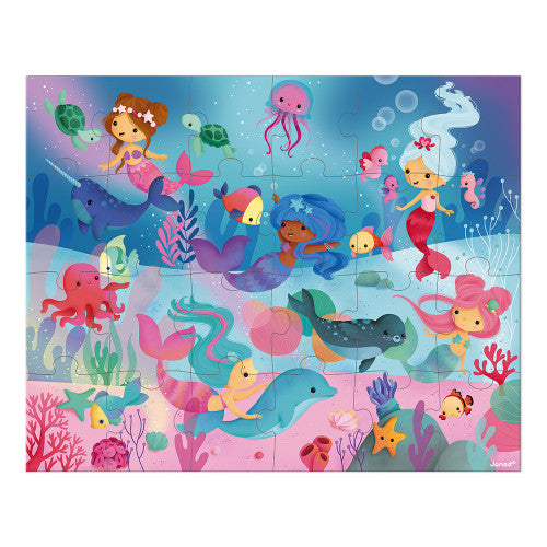 Janod Mermaids Suitcase Puzzle - 24 Pieces with Model Poster