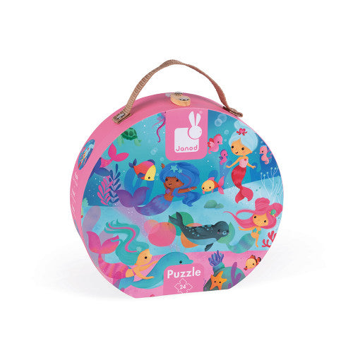 Janod Mermaids Suitcase Puzzle - 24 Pieces with Model Poster