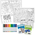 MindWare Color and Find Map Posters: The World and The United States of America
