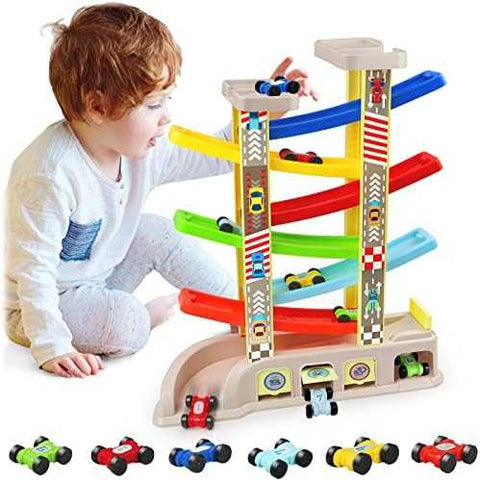 Montessori Car Ramp Racer Set with 6 Cars