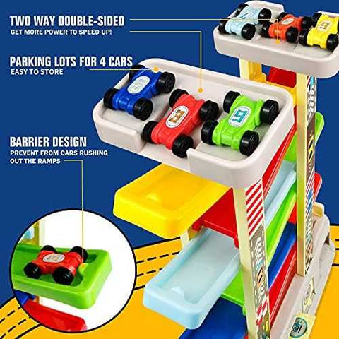 Montessori Car Ramp Racer Set with 6 Cars