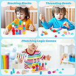 Montessori Wooden Beads Sequencing & Lacing Set