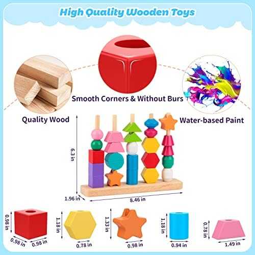 Montessori Wooden Beads Sequencing & Lacing Set