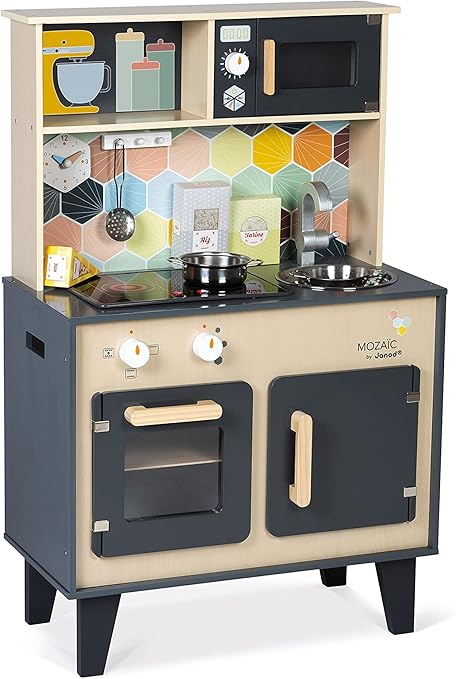 Janod Mozaic Big Cooker Kitchen - 6 Accessories and LED Hob