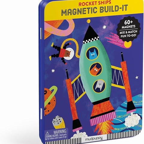 Mudpuppy Rocket Ships Magnetic Build-It Game