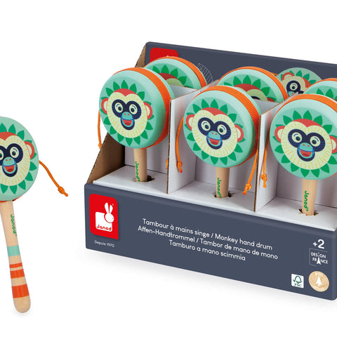 Janod Gioia Monkey Hand Drum - Wooden Rhythm Toy