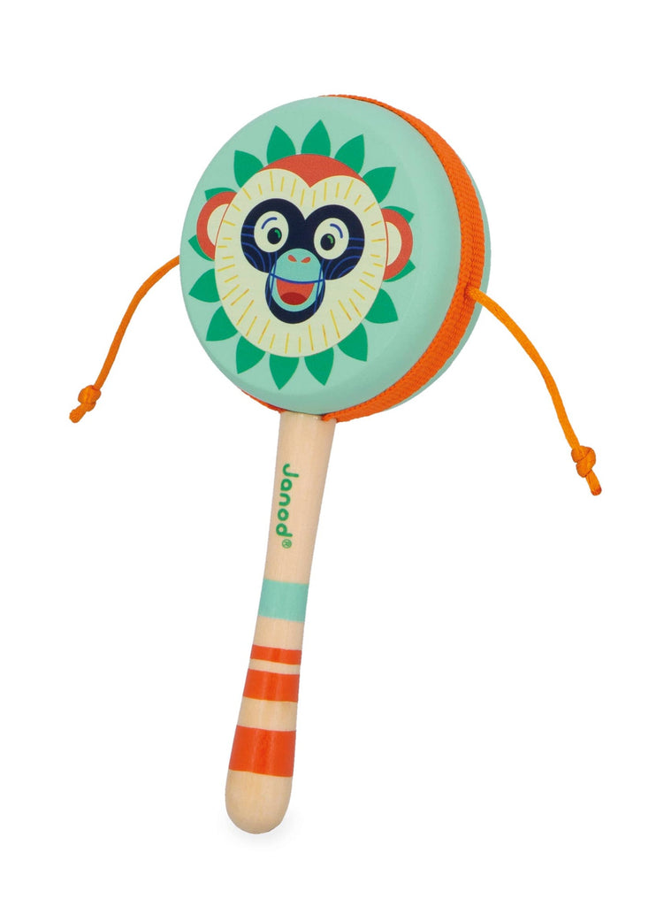 Janod Gioia Monkey Hand Drum - Wooden Rhythm Toy