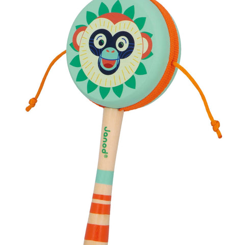 Janod Gioia Monkey Hand Drum - Wooden Rhythm Toy