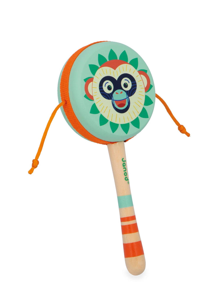 Janod Gioia Monkey Hand Drum - Wooden Rhythm Toy