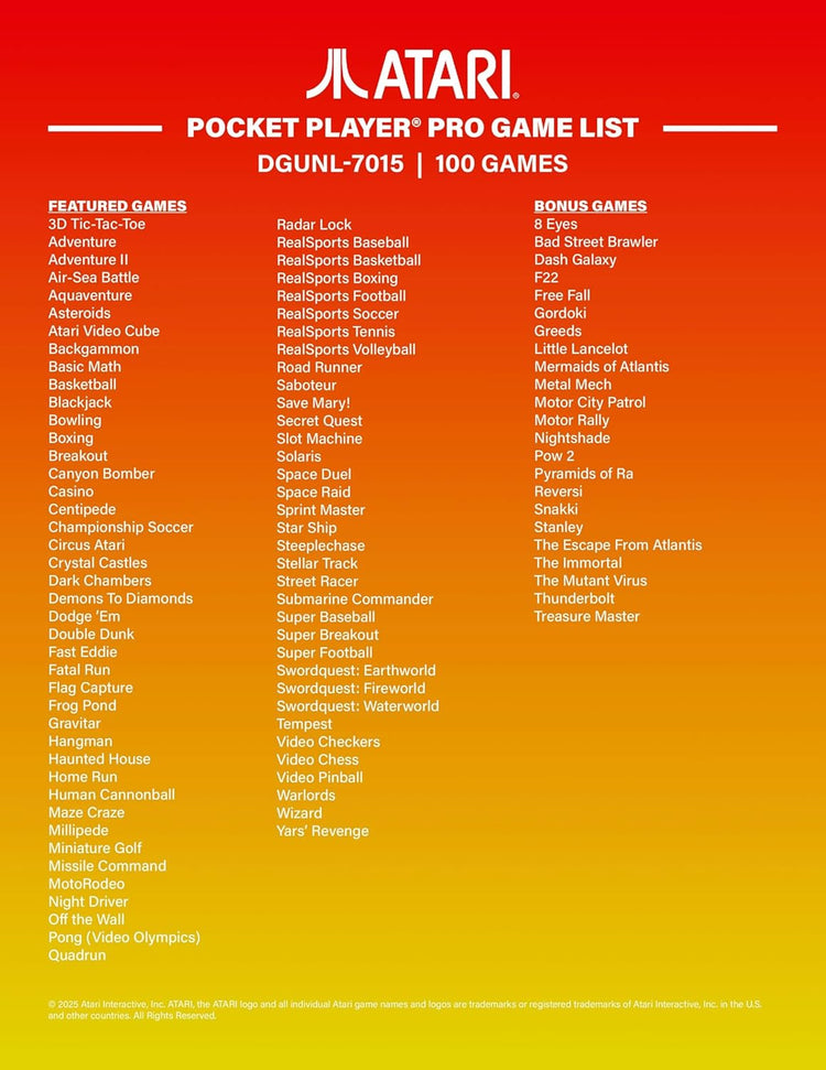 My Arcade Atari Pocket Player Pro