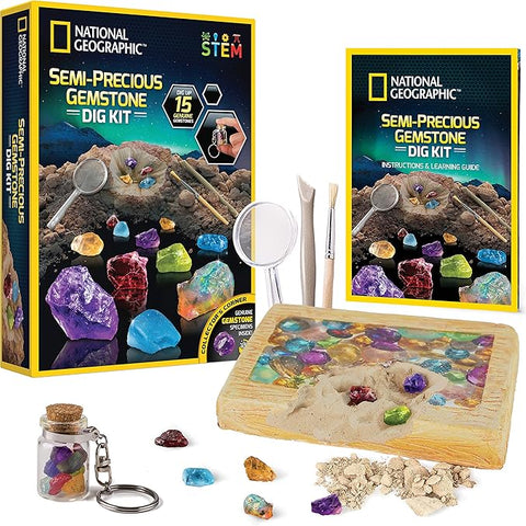 National Geographic Semi-Precious Gemstone Dig Kit for Kids