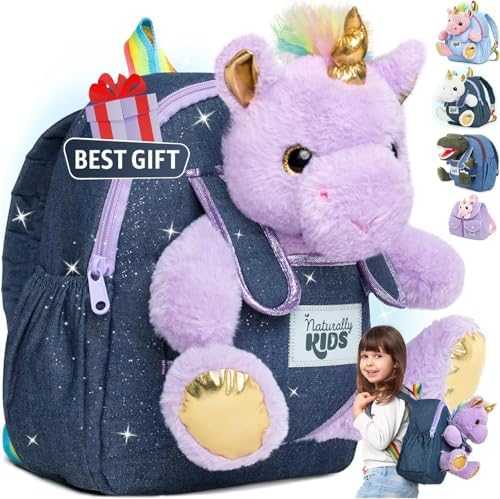 Naturally KIDS Toddler Unicorn Backpack with Plush Toy