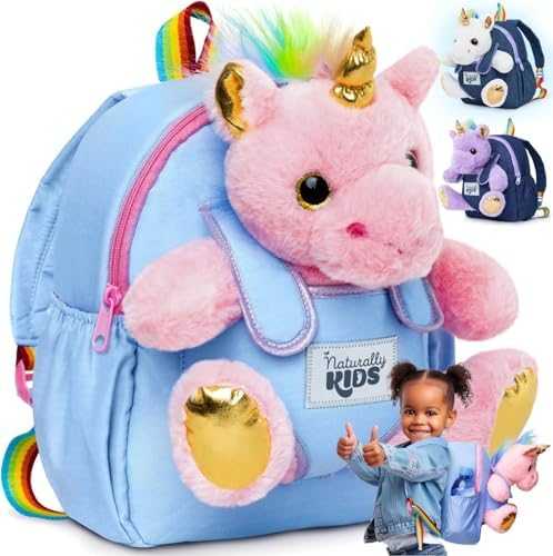 Naturally KIDS Toddler Unicorn Backpack with Plush Toy