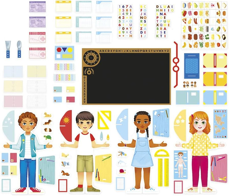 Janod One Day at School - 250-Piece Pretend Classroom Set