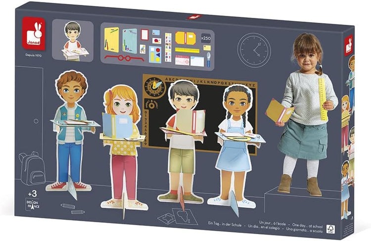 Janod One Day at School - 250-Piece Pretend Classroom Set