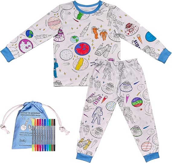 Color-In Space Explorer Pajamas 4-7 years - Washable Pens - eatsleepdoodle