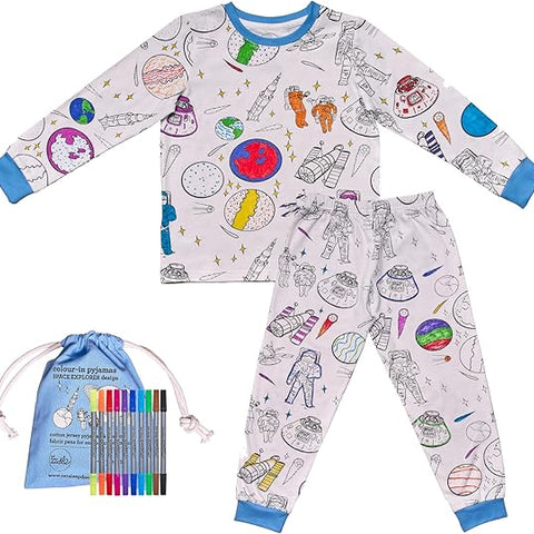 Color-In Space Explorer Pajamas 4-7 years - Washable Pens - eatsleepdoodle