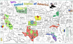 PartyGarden US Map Coloring Poster for Kids