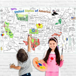 PartyGarden US Map Coloring Poster for Kids