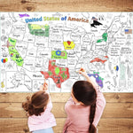 PartyGarden US Map Coloring Poster for Kids