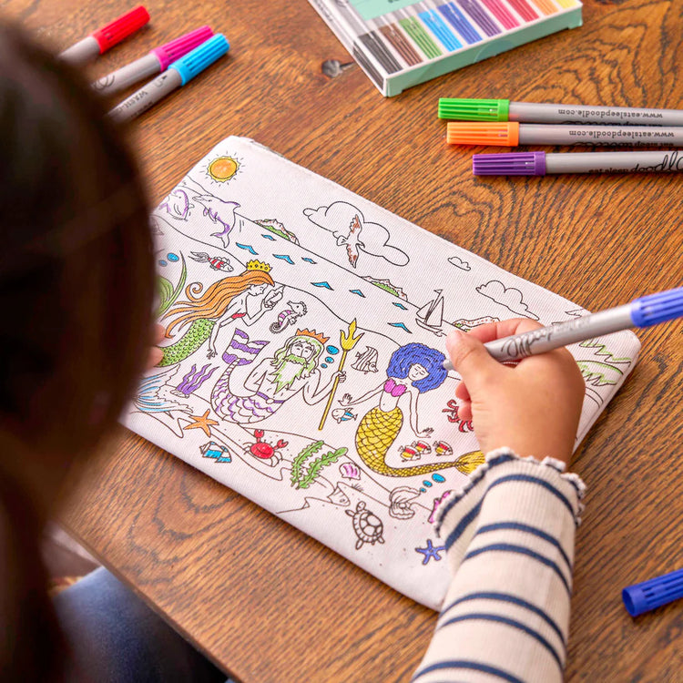 Color-In Mermaid Pencil Case - Dolphins & Shells - eatsleepdoodle