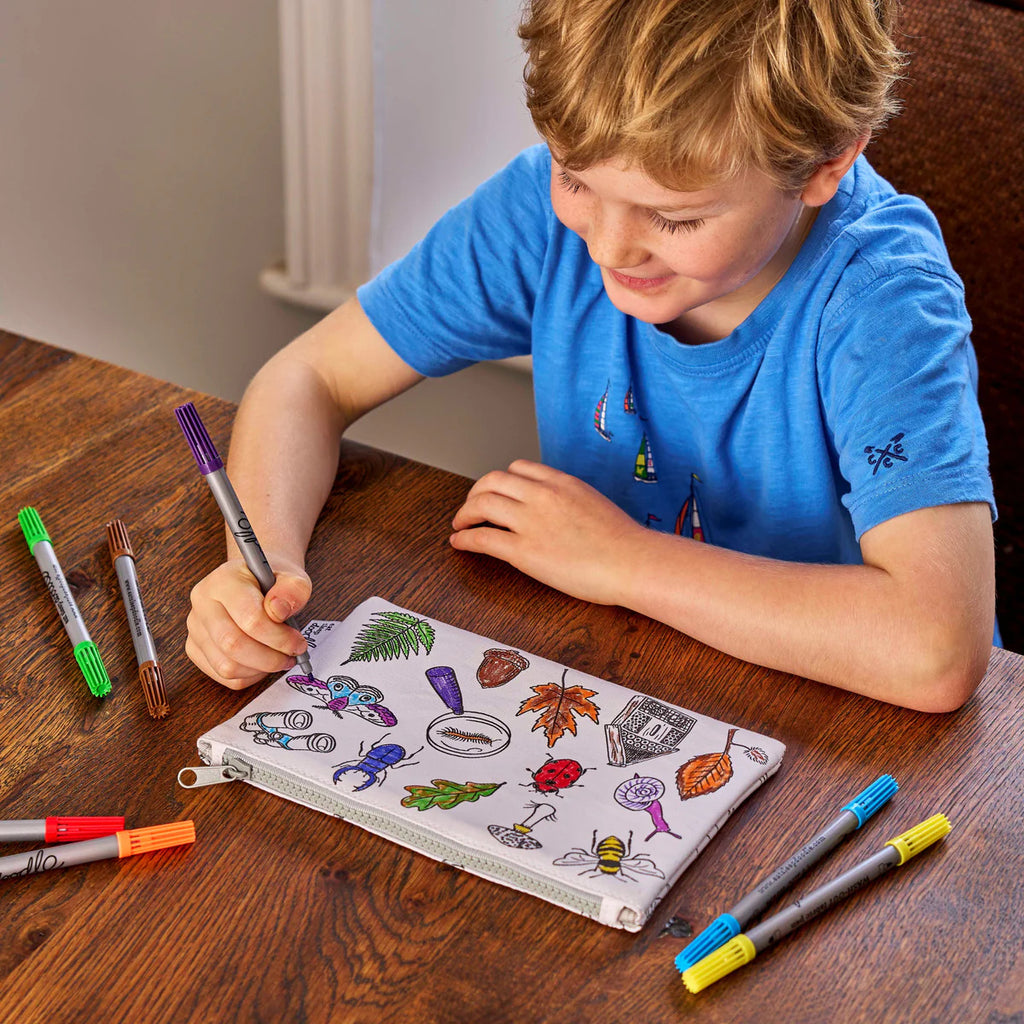 Color-In Woodland Pencil Case - Otters & Birds - eatsleepdoodle