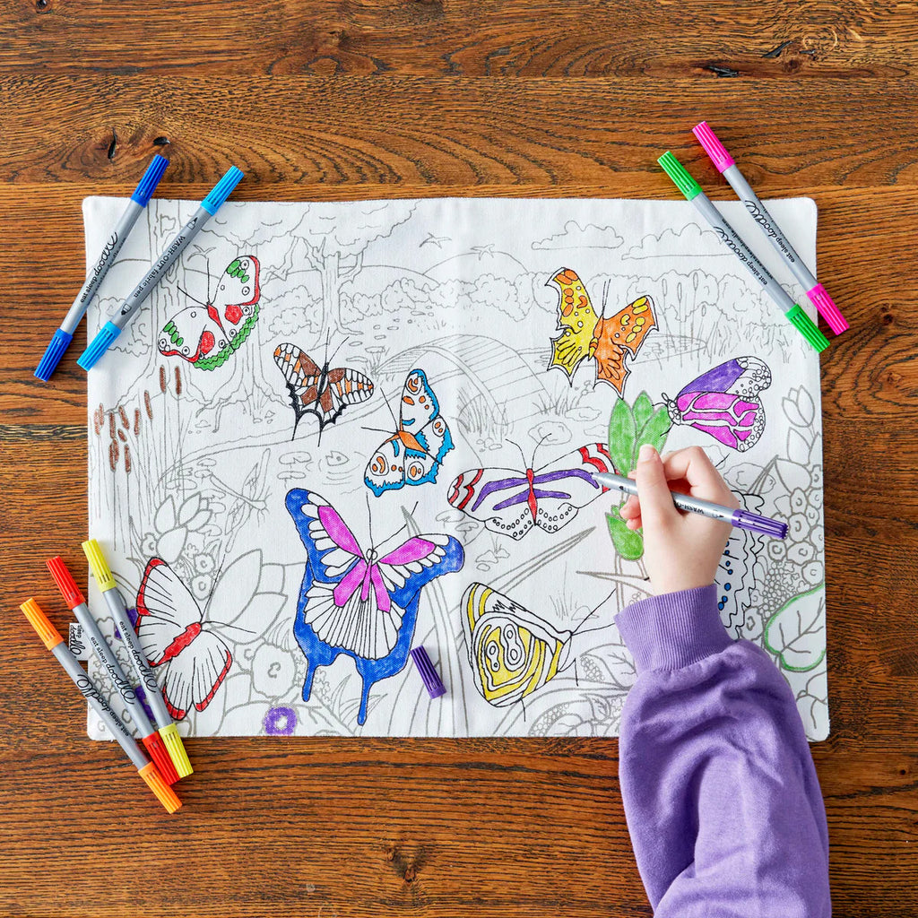 Color-In Butterfly Placemat to Go - 10 Pens - eatsleepdoodle