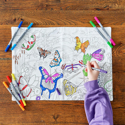 Color-In Butterfly Placemat to Go - 10 Pens - eatsleepdoodle