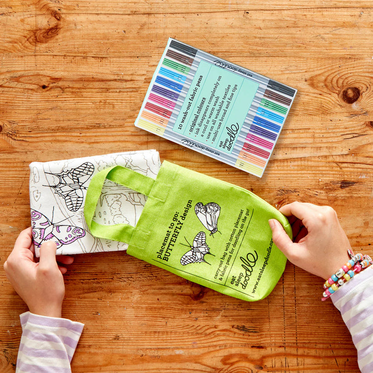 Color-In Butterfly Placemat to Go - 10 Pens - eatsleepdoodle