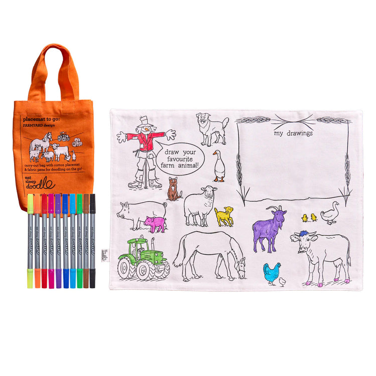 Color-In Farmyard Placemat to Go - 10 Pens - eatsleepdoodle