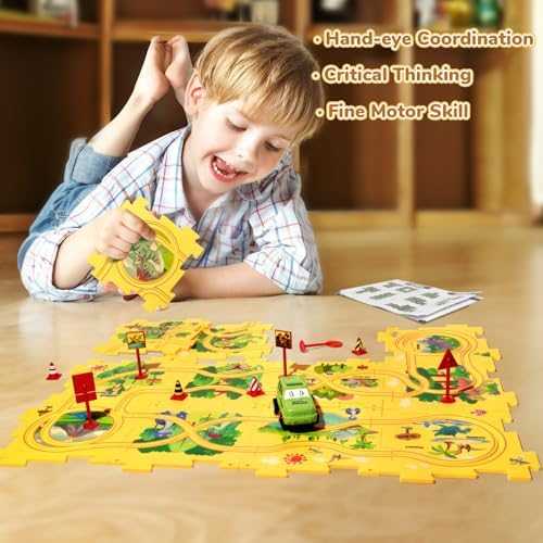 Dinosaur Puzzle Race Track Play Set with Car